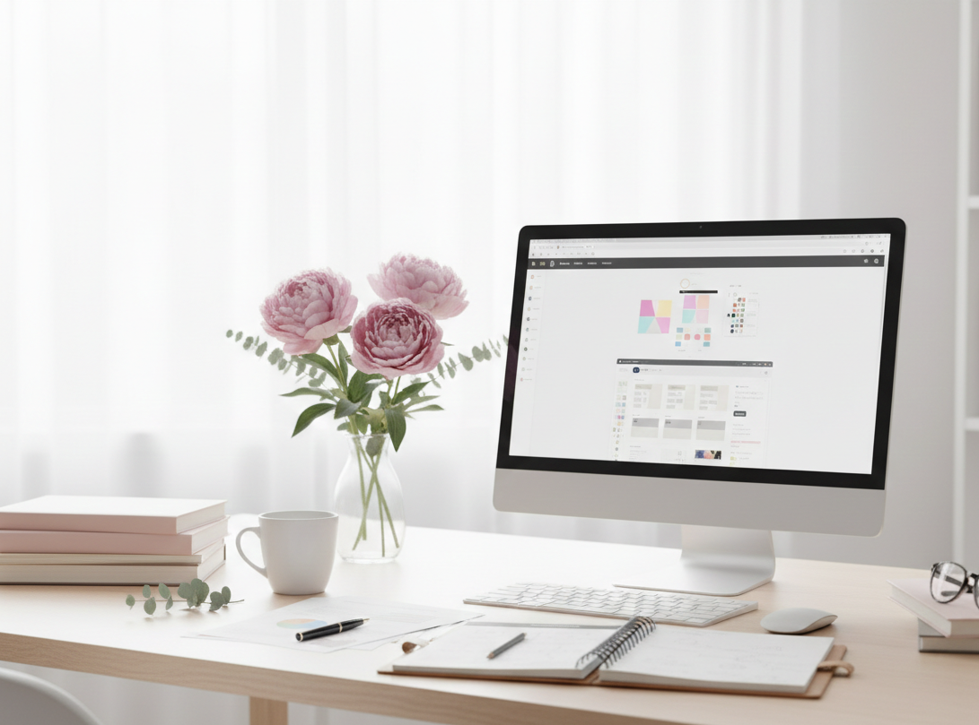 Monitor, na którym pokazany jest proces tworzenia strony www